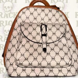 🤎 Cream & Brown PU Leather Backpack Purse